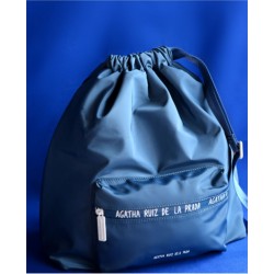 Mochila cremallera logo azul